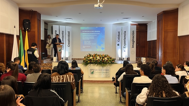 Gobierno del Quindío se une al llamado de la ONU por la paz mundial durante la conmemoración del Día del Internacionalista en la universidad La Gran Colombia