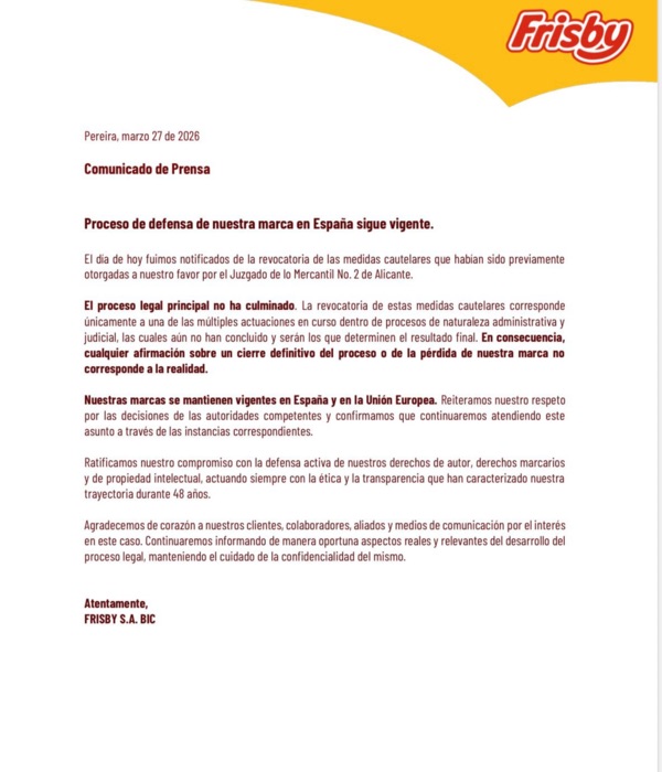 Frisby Colombia Pierde batalla judicial en España