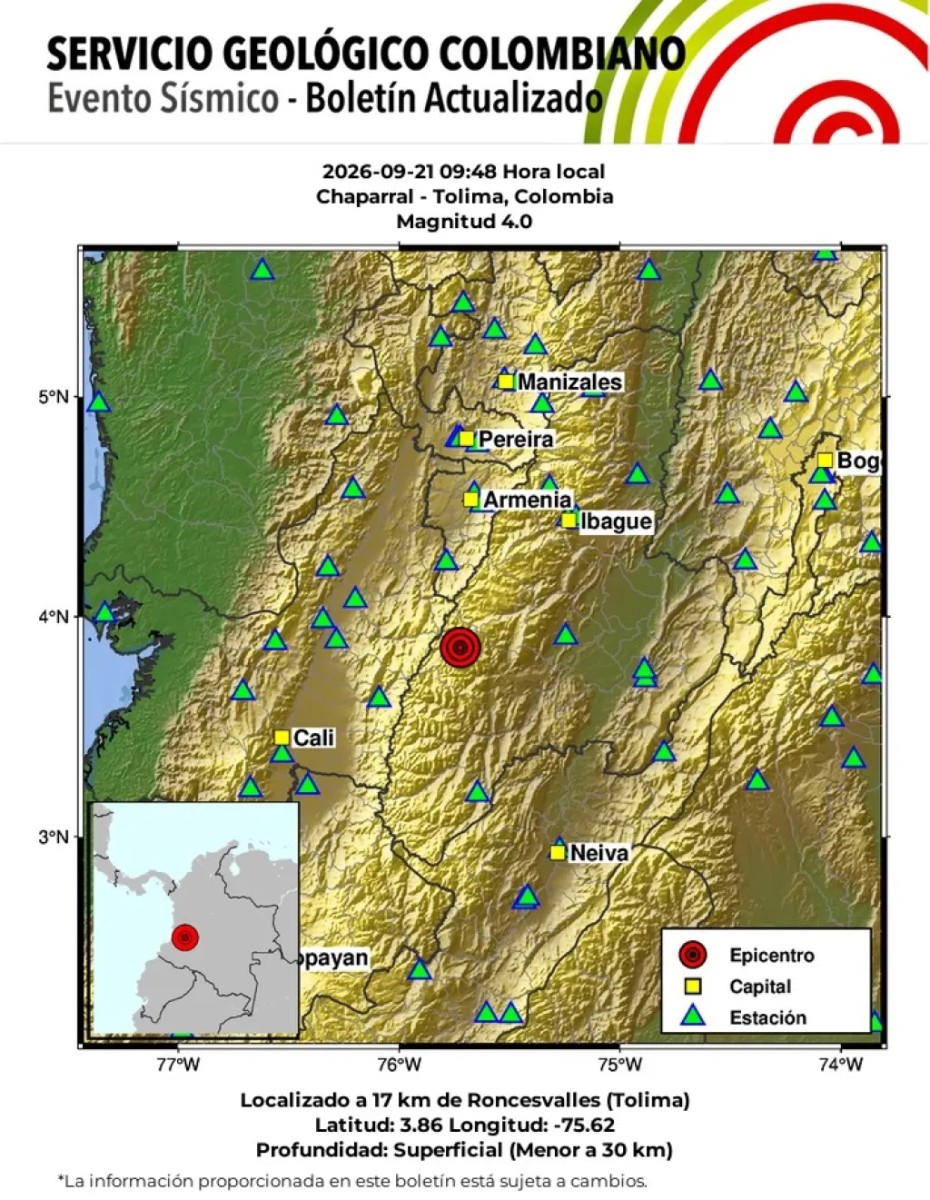 SGC explica por qué está temblando tanto en Chaparral, Tolima
