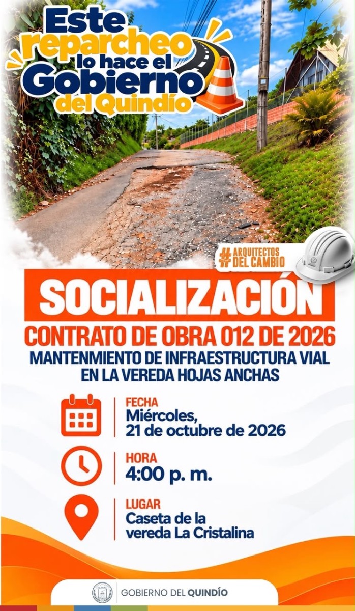 Gobierno del Quindío prepara labores de mantenimiento para la infraestructura vial de la vereda Hojas Anchas